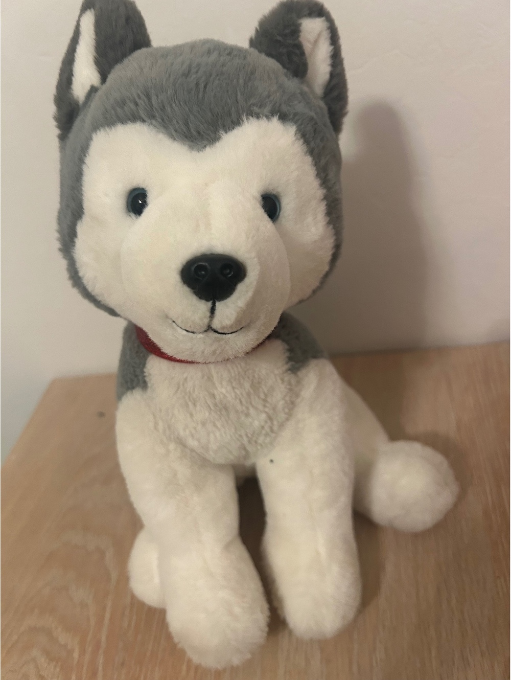 FAO Schwartz Plush Husky Dog Stuffed Animal with Red Collar